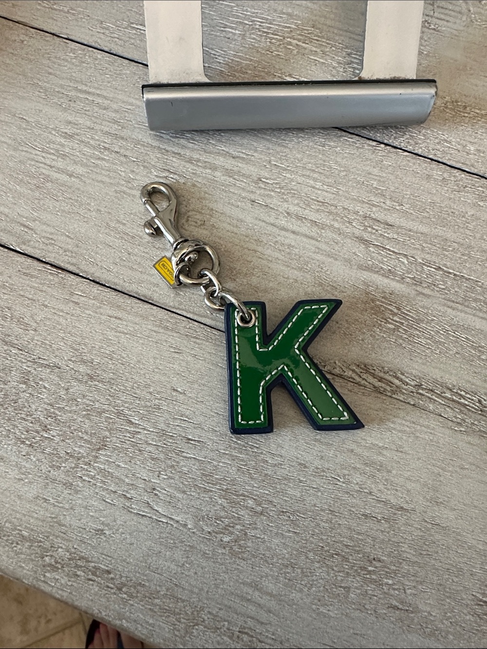 Coach Green Letter K Leather Key Charm